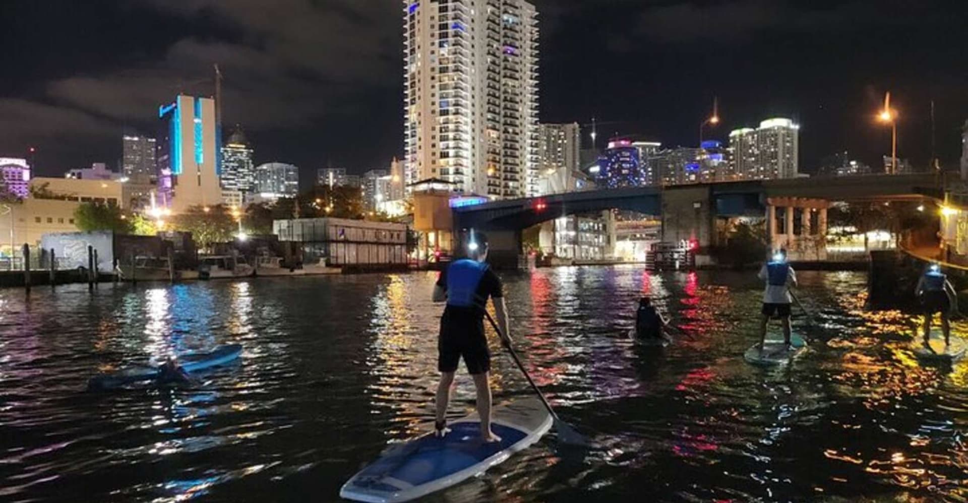 Miami: City Lights SUP or Kayak Night Tour photo 3